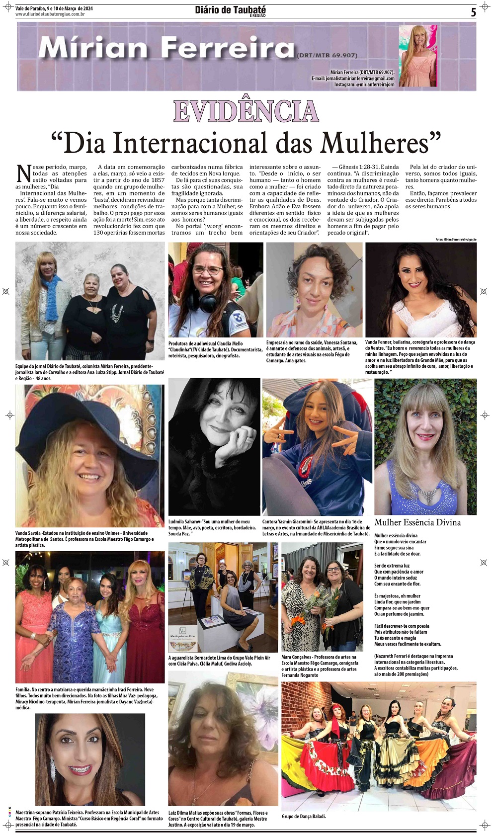 Evidência – “Dia Internacional das Mulheres”