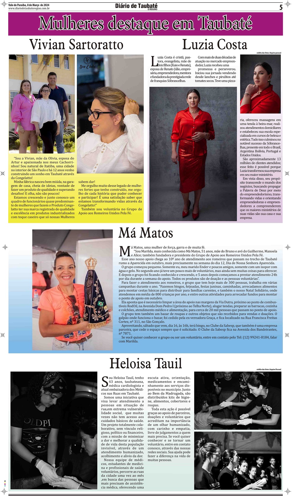 Mulheres destaque em Taubaté