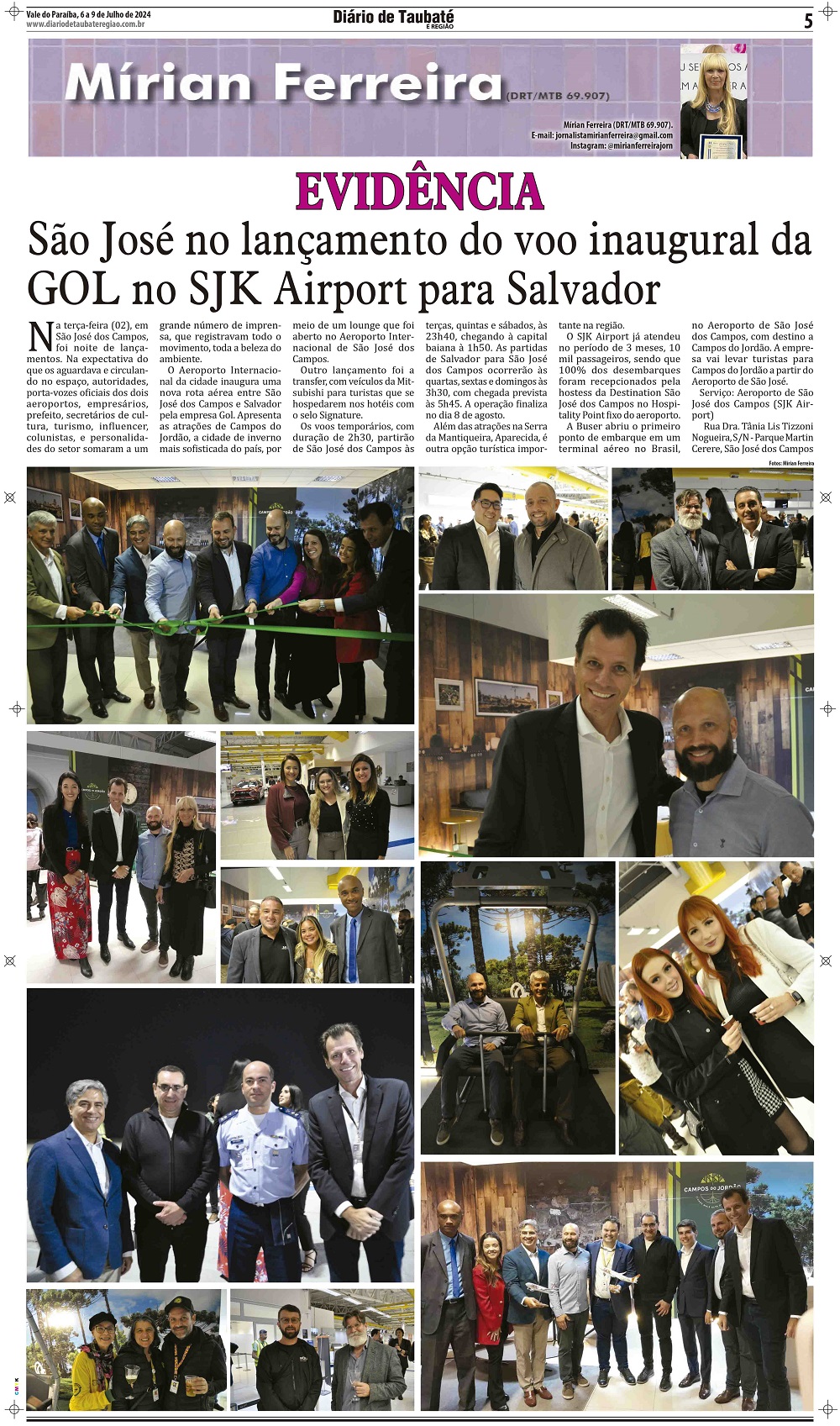 Evidência – São José no lançamento do voo inaugural da GOL no SJK Airport para Salvador