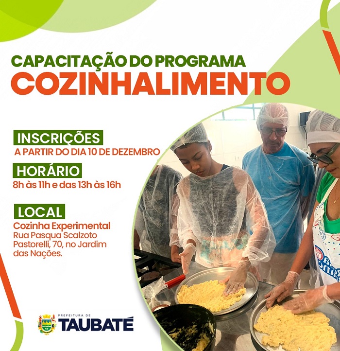Programa Cozinhalimento abre inscrição para curso de capacitação