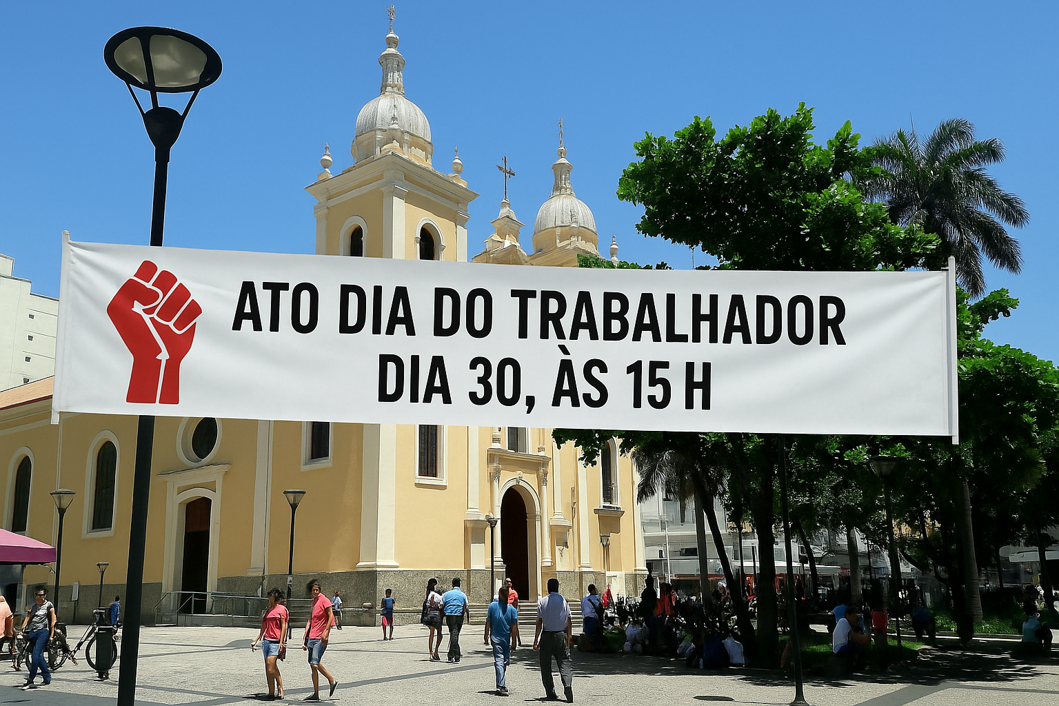 Taubaté terá ato pelo Dia do Trabalhador na praça Dom Epaminondas nesta quarta