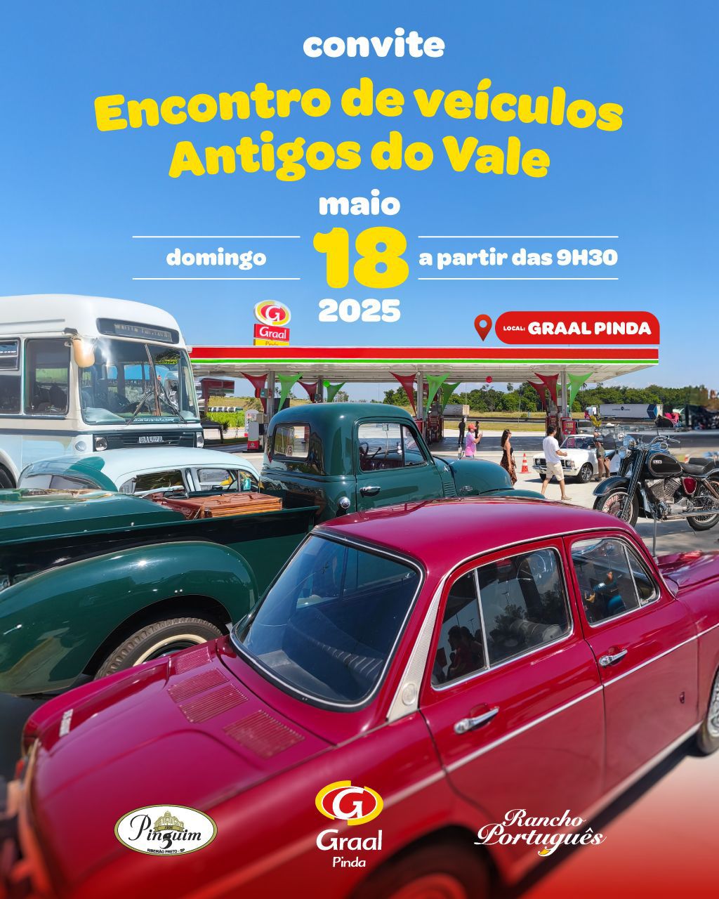 Clássicos Sobre Rodas: Graal Pinda recebe Encontro de Veículos Antigos e Motos neste domingo