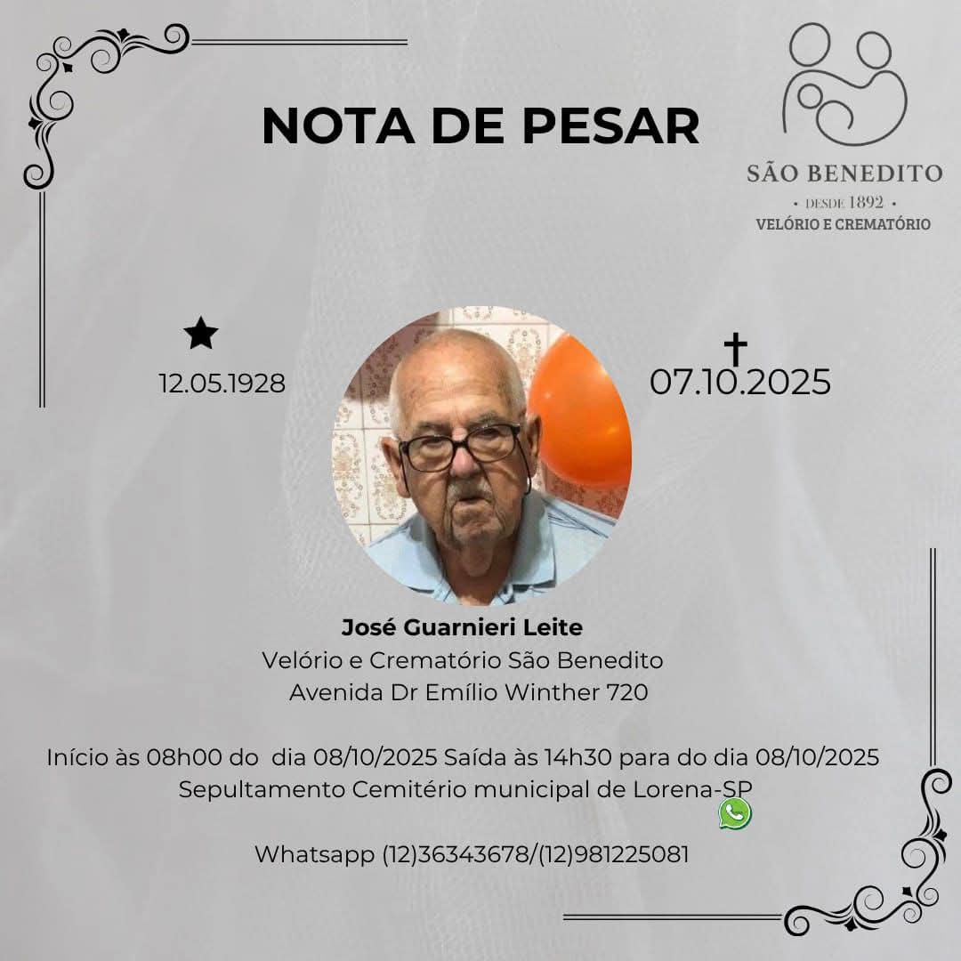 Nota de Falecimento – José Guarnieri Leite