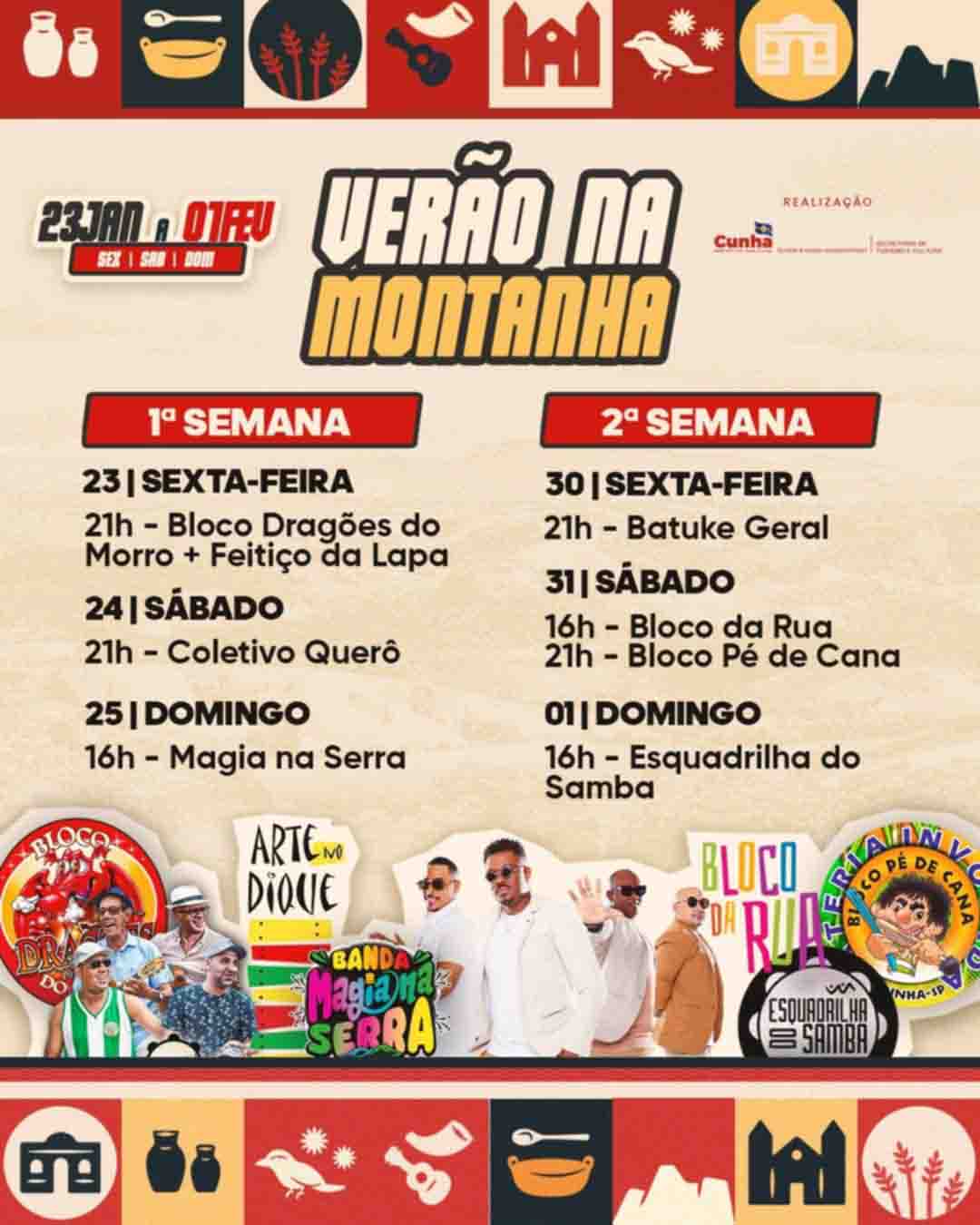 Cunha divulga programação oficial completa do festival “Verão na Montanha” 2026