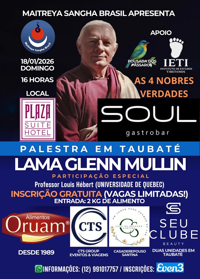 Budismo: Lama Glenn Mullin realiza ciclo de palestras na RMVale em sua segunda visita ao Brasil