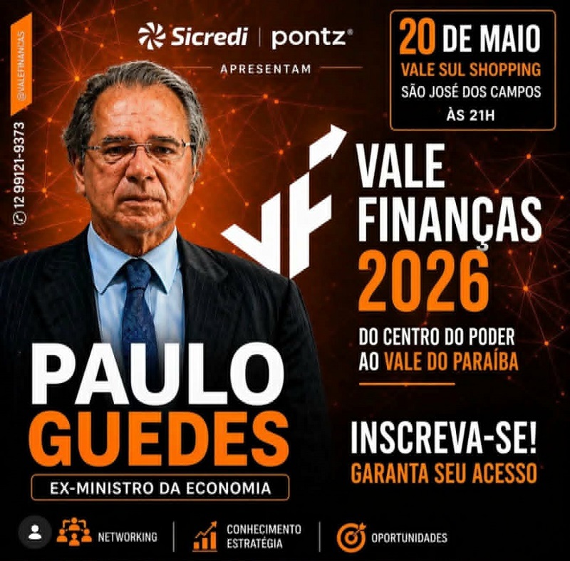 Paulo Guedes realiza palestra em São José dos Campos durante o Vale Finanças