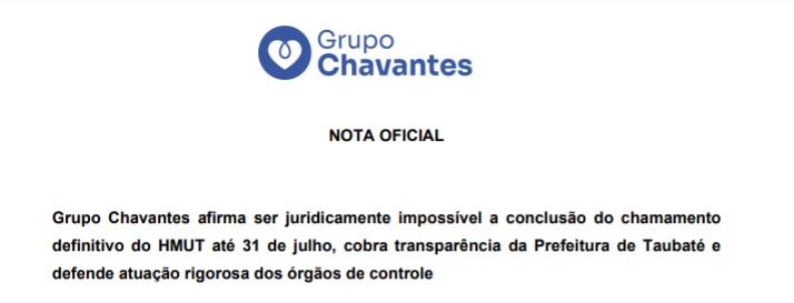 NOTA OFICIAL – Grupo Chavantes