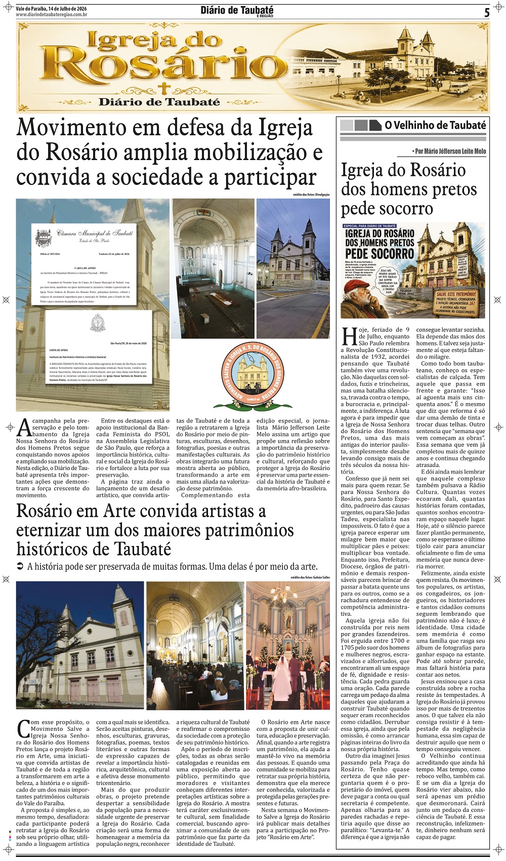 Movimento em defesa da Igreja do Rosário amplia mobilização e convida a sociedade a participar