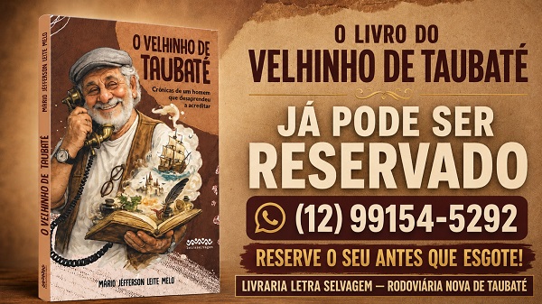 Livro do Velhinho de Taubaté já pode ser reservado. Lançamento na cidade será dia 13 de agosto, na Editora Letra Selvagem
